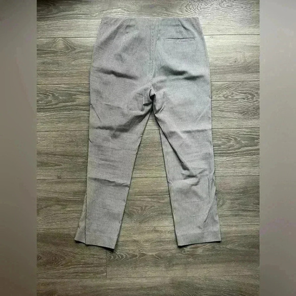 Theory Blue Gray Vertical Stripe Side Zip Career Office Cropped Womens 6 Pants - Picture 2 of 8